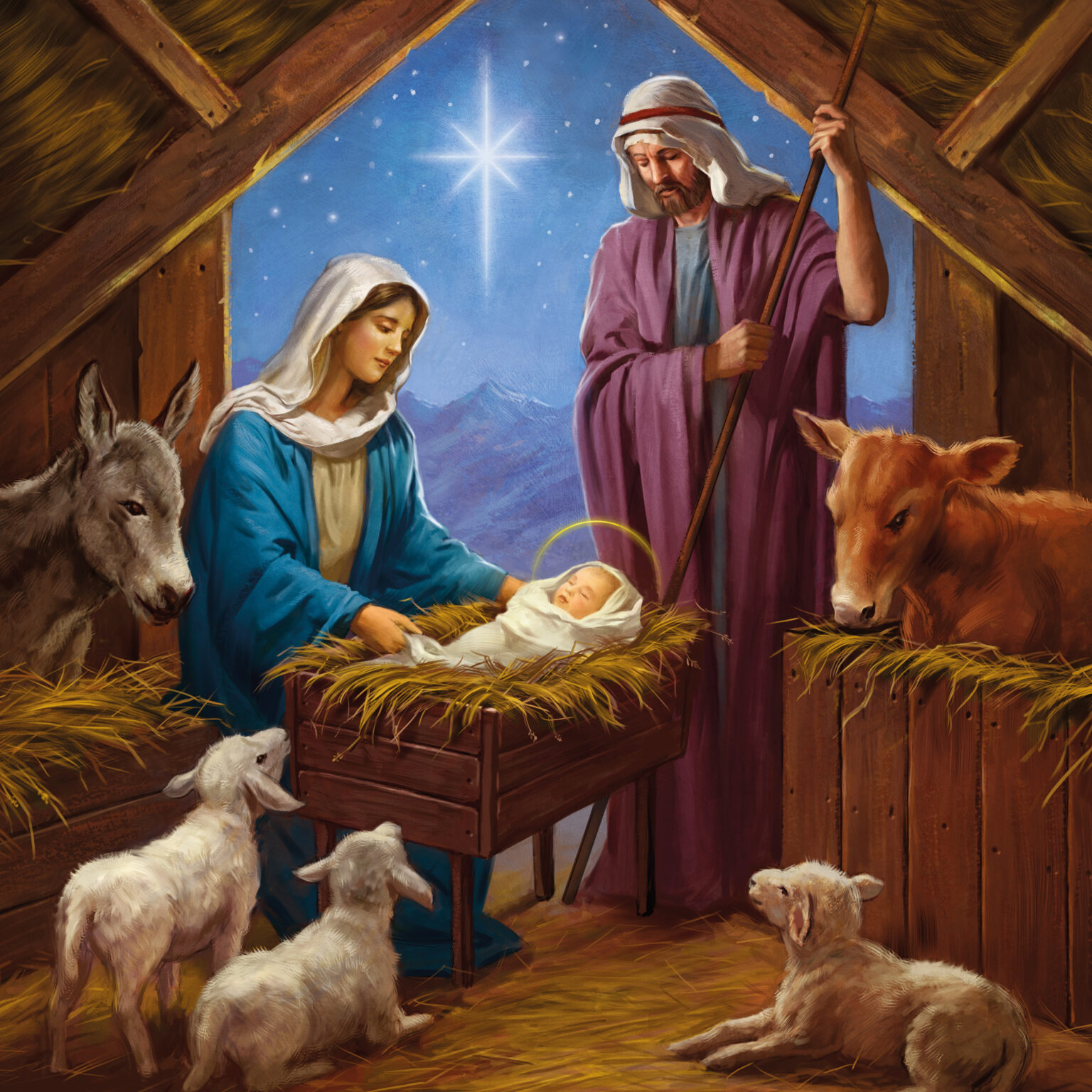 Card Christmas TLM44071 In A Manger Pack 10