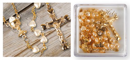 Rosary C6199 Communion Pearl/Glass