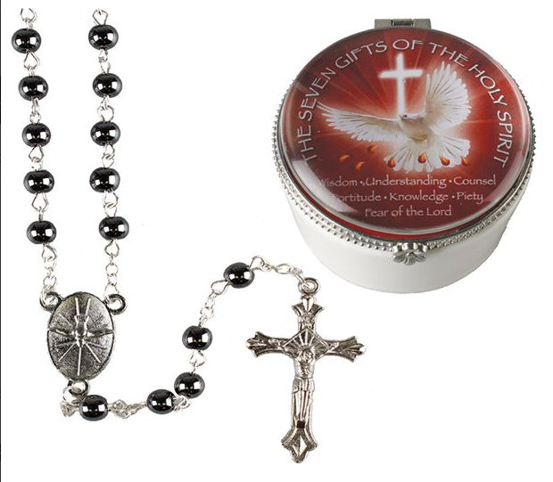 Rosary F62830 Confirmation Symbolic with Porcelain Box
