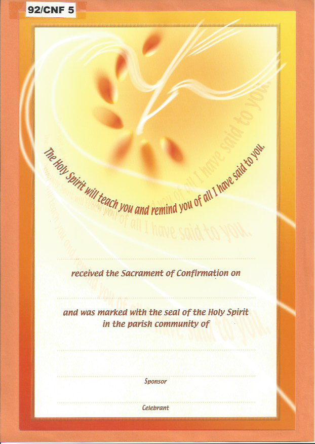 Certificate 92/CNF5 Confirmation Pack 25