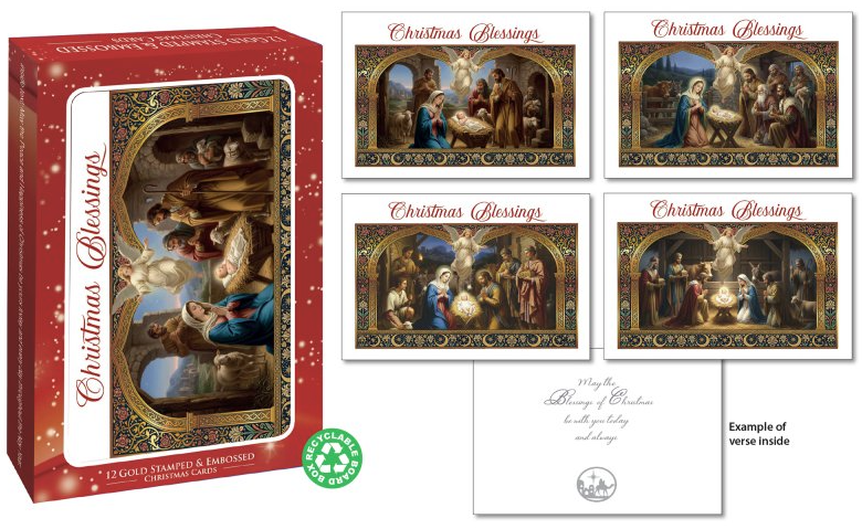 Card Christmas 92820 Christmas Blessings Gold Stamped 12/Box