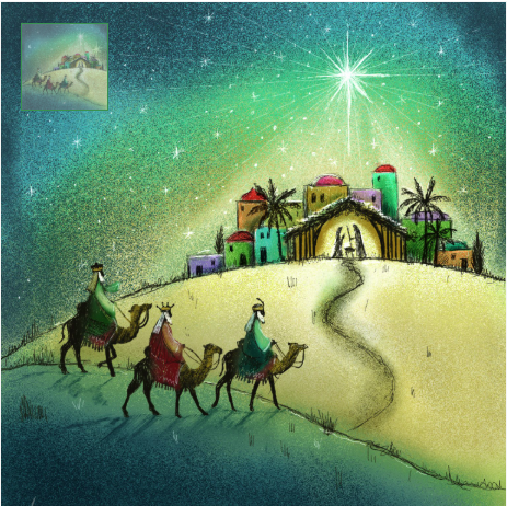 Card Christmas TF267 Kings Approaching the Manger