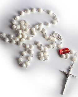 Real Pear Silver Rosary